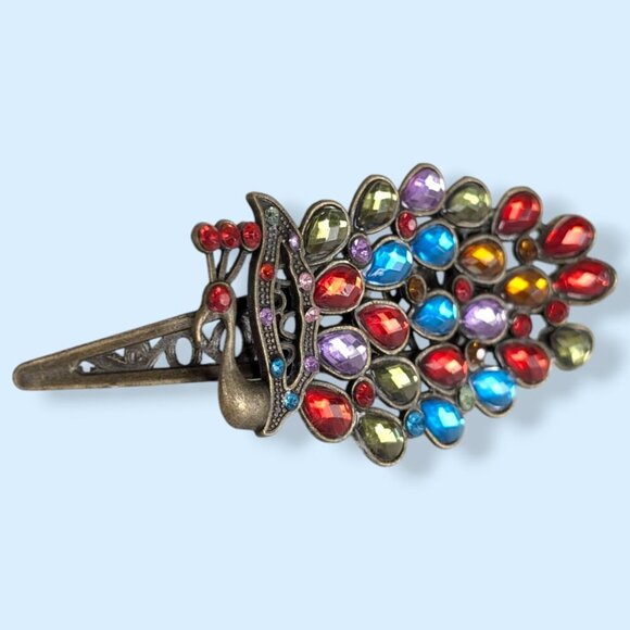 Colourful Peacock Hairclip - Picture 3 of 6